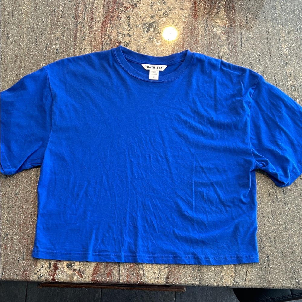 Athleta Women’s True Cotton Crop Tee Sz S Blue